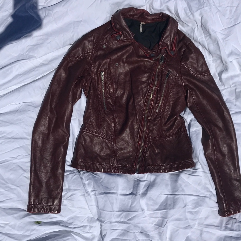 Free people vegan leather jacket brown